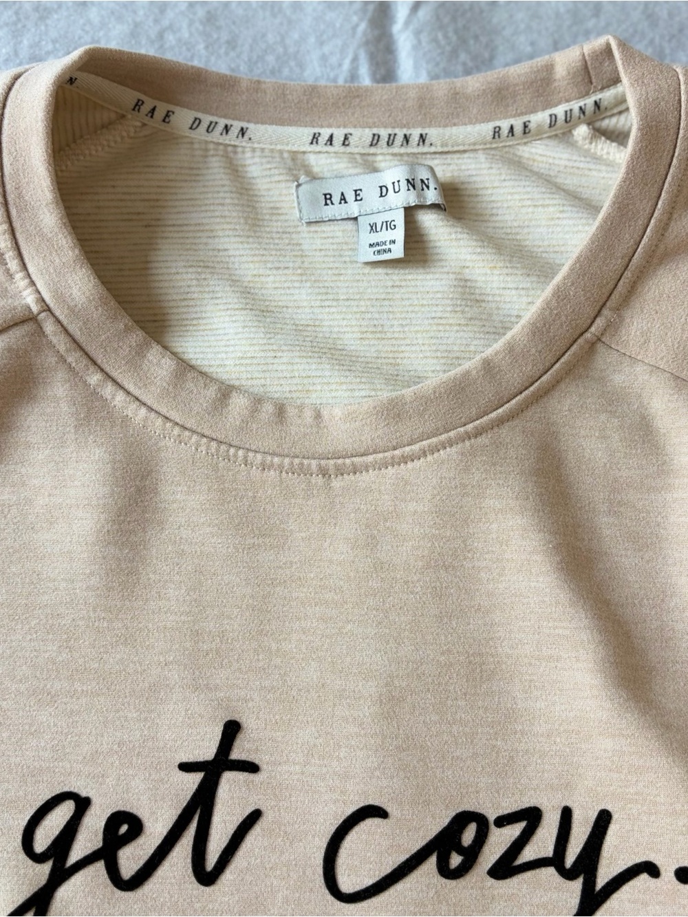 Rae Dunn Beige Crewneck Sweatshirt with Black Script - Picture 2 of 9